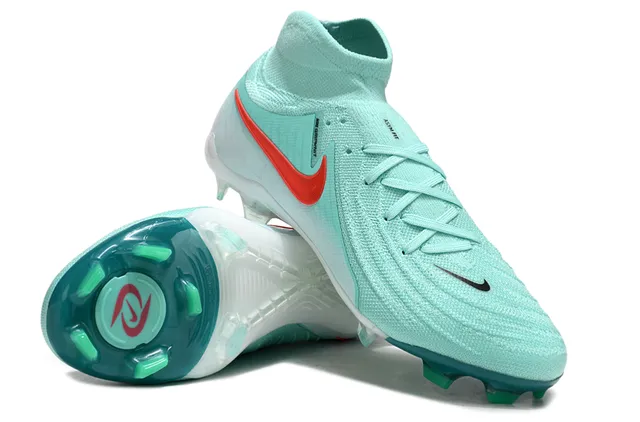 Nike নীল লাল হাই-কাট সক-ফিট কলার ট্রান্সলুসেন্ট টিল হিল কেজ ফার্ম-গ্রাউন্ড সকার শু 4