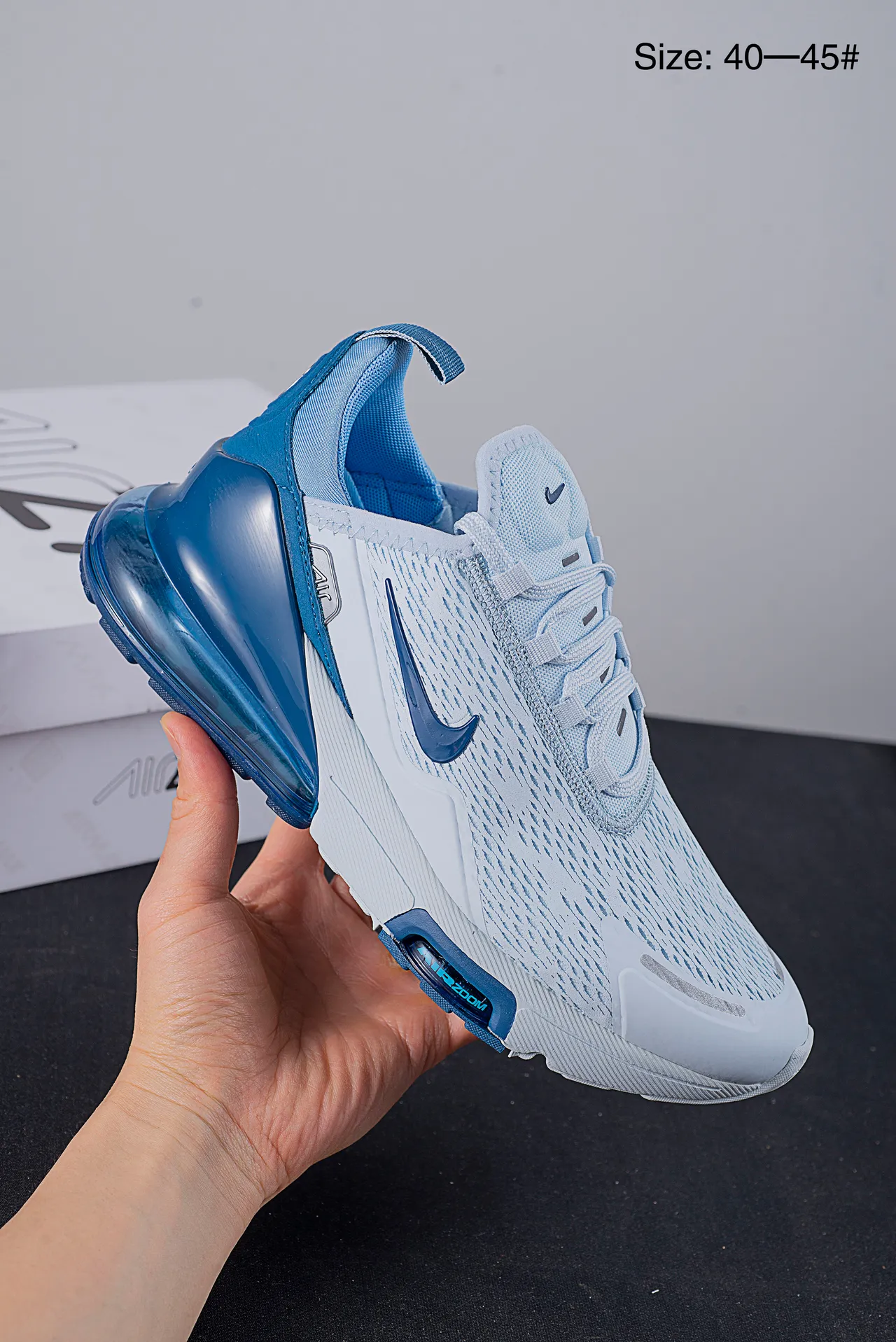 Nike Bleu Blanc Dual-Air Cushioning Engineered Mesh Upper Chaussures de Running 2