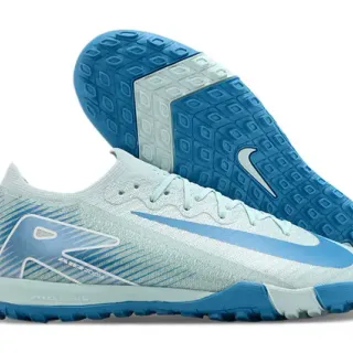 Nike Blue White Knit Upper Low-Cut Silhouette Indoor Soccer Shoes