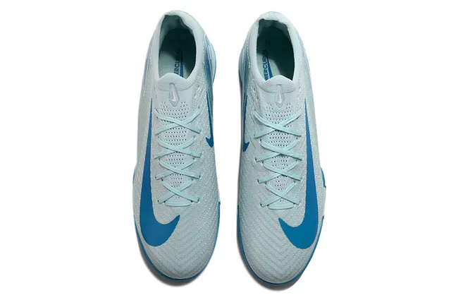 Nike Blue White Knit Upper Low-Cut Silhouette Indoor Soccer Shoes 2