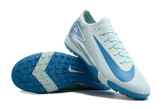 Nike Blue White Knit Upper Low-Cut Silhouette Indoor Soccer Shoes 3
