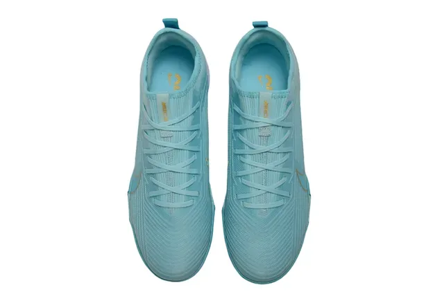 Nike Blue Yellow Knit Upper Molded Outsole Turf Soccer Shoes 2
