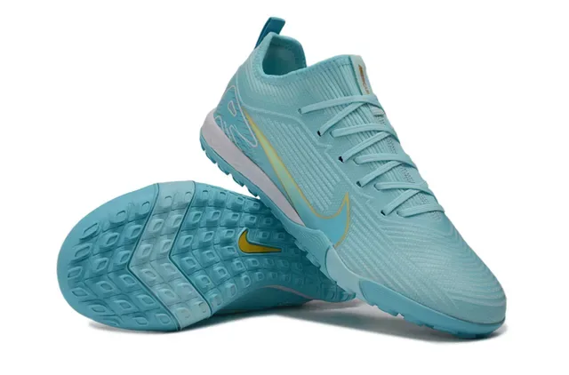 Nike Blue Yellow Knit Upper Molded Outsole Turf Soccer Shoes 3