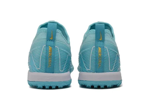 Nike Blue Yellow Knit Upper Molded Outsole Turf Soccer Shoes 4