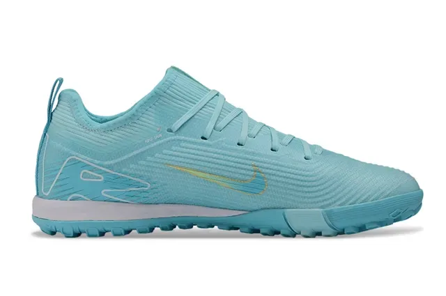 Nike Blue Yellow Knit Upper Molded Outsole Turf Soccer Shoes 7