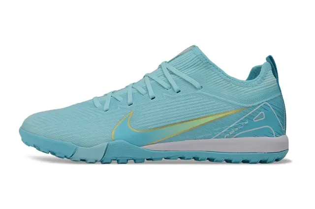 Nike Blue Yellow Knit Upper Molded Outsole Turf Soccer Shoes 8