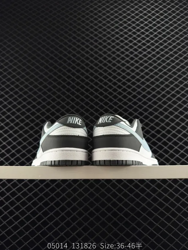 Nike Dunk Low Black White Light Blue Lifestyle Sneakers 3