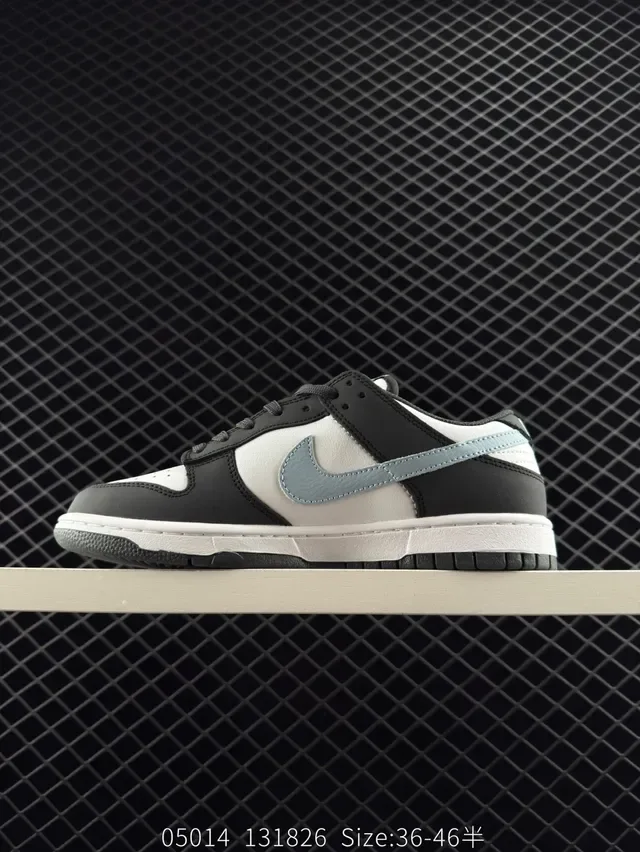 Nike Dunk Low Black White Light Blue Lifestyle Sneakers 5