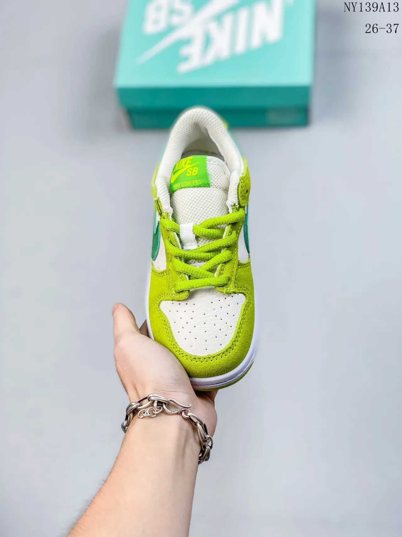 Nike Dunk Low Lime Green and White Lifestyle Sneakers 12
