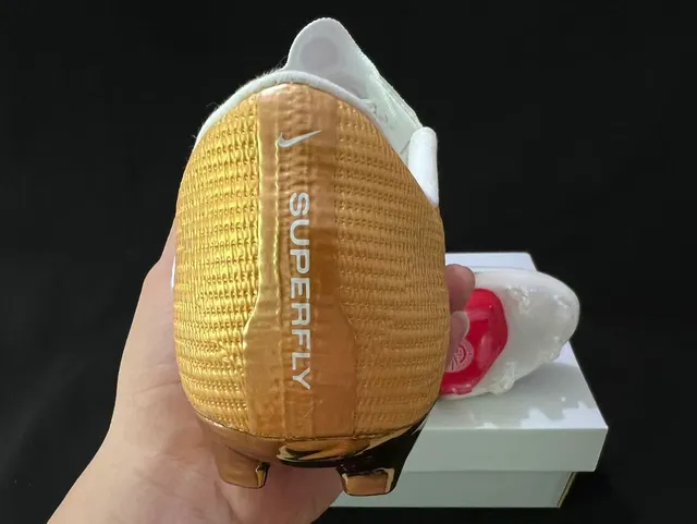 Nike Gold Red Metallic Knit Upper Swoosh Accent Firm-Ground Soccer Shoes 3