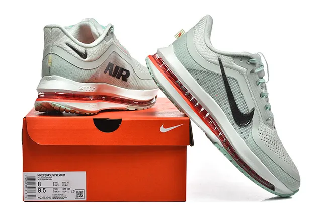 Nike Gray Orange Lightweight Knit Upper Visible Air Zoom Unit Running Shoes 19