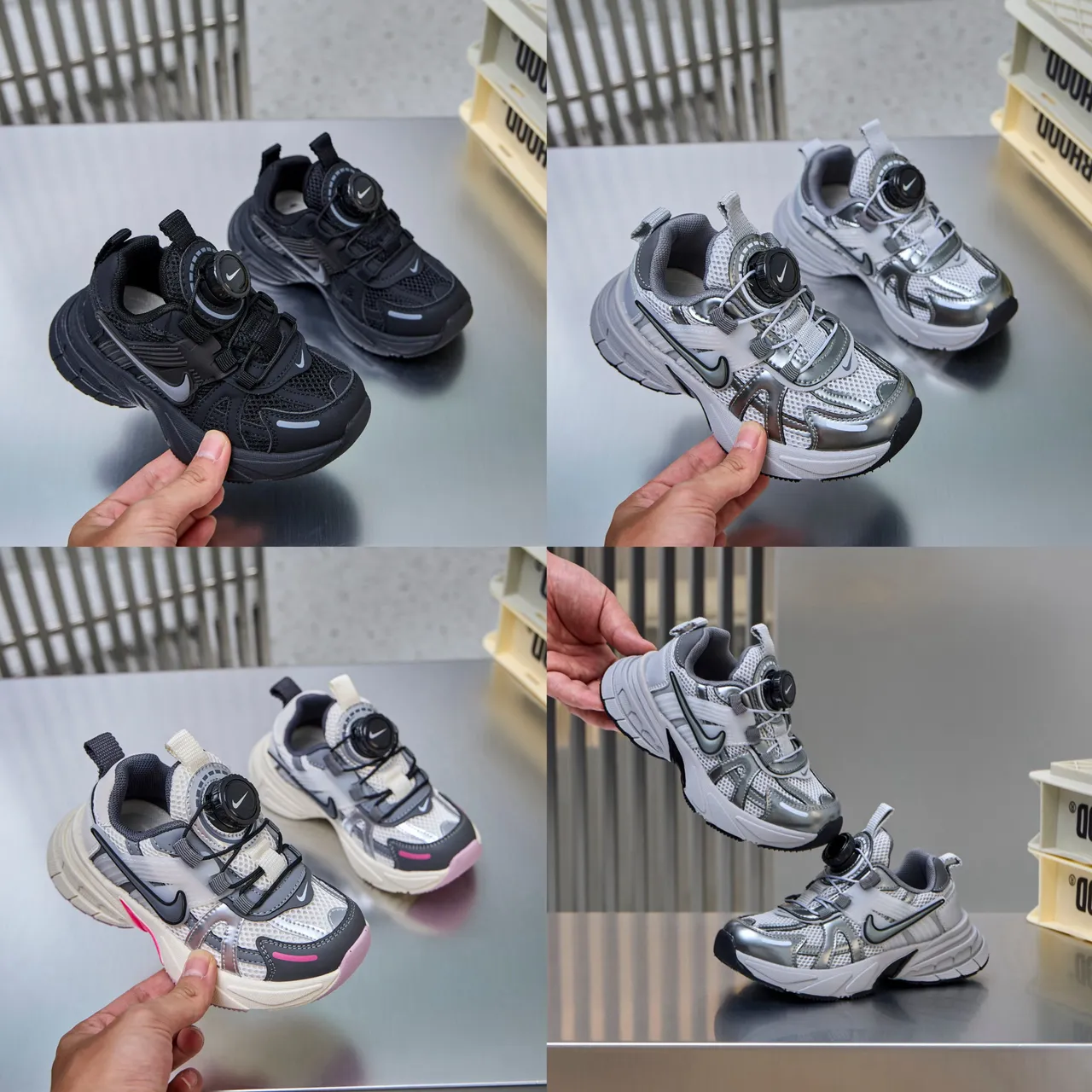 Nike Gray Silver Silhouette Boa Dial Closure Chunky Sneakers 2