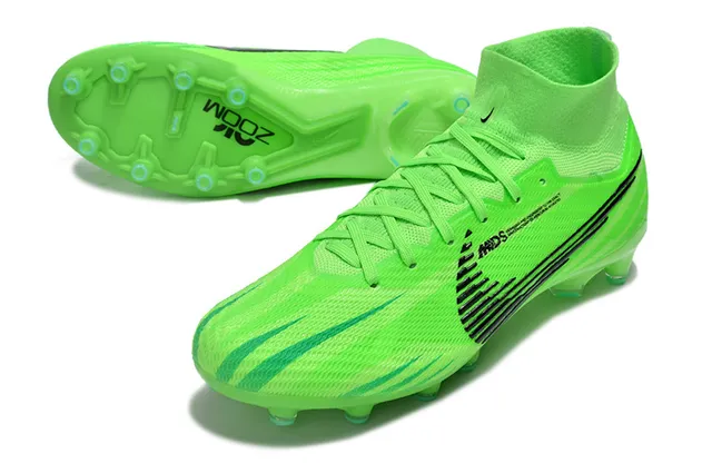 Nike Verde Preto Alto Corte Colar Ajuste de Meia Neon Superior Sintético Piso Firme Sapatos de Futebol 3