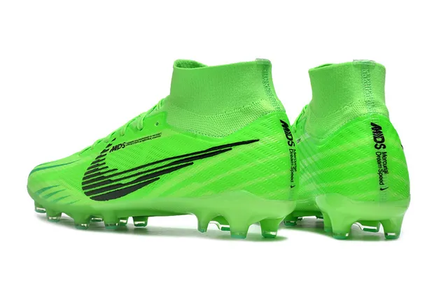 Nike Verde Preto Alto Corte Colar Ajuste de Meia Neon Superior Sintético Piso Firme Sapatos de Futebol 4