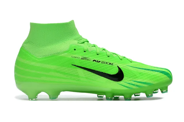 Nike Verde Preto Alto Corte Colar Ajuste de Meia Neon Superior Sintético Piso Firme Sapatos de Futebol 5