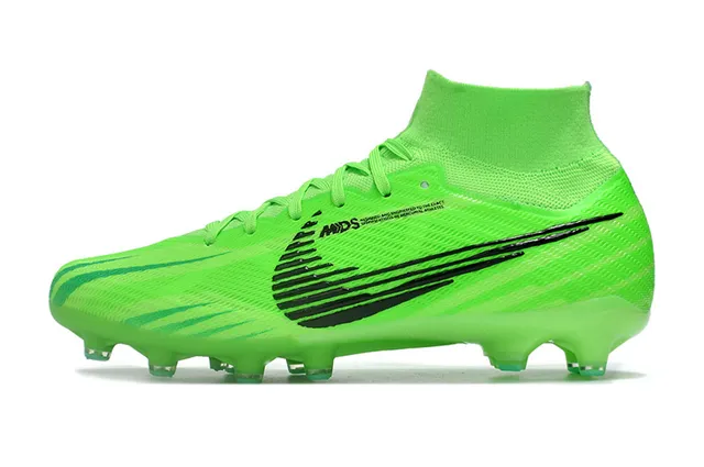 Nike Verde Preto Alto Corte Colar Ajuste de Meia Neon Superior Sintético Piso Firme Sapatos de Futebol 6