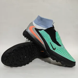 Nike Vert Noir Ajustement Chaussette Supérieur Tricot Asymétrique Sans Lacets Construction Turf Chaussures de Football