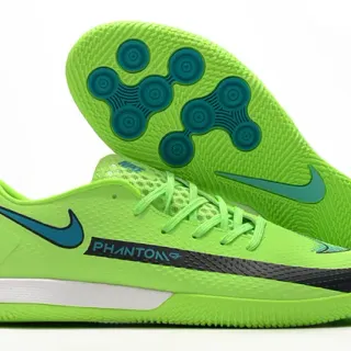 Nike Green Blue Low-Top Synthetic Mesh Upper Indoor Soccer Shoes