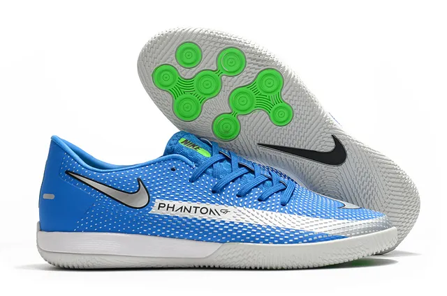 Nike Green Blue Low-Top Synthetic Mesh Upper Indoor Soccer Shoes 11