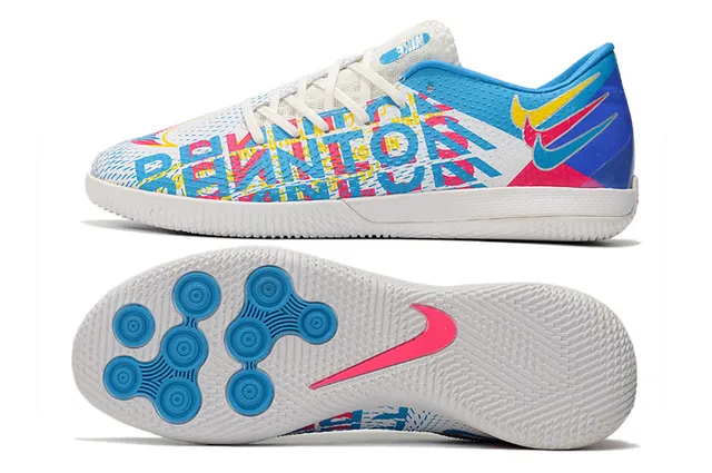 Nike Green Blue Low-Top Synthetic Mesh Upper Indoor Soccer Shoes 13