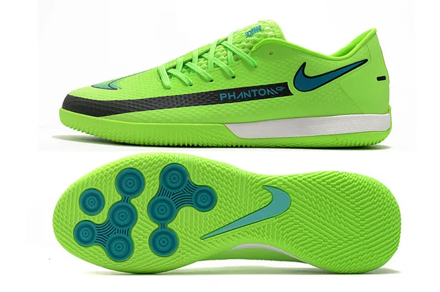 Nike Green Blue Low-Top Synthetic Mesh Upper Indoor Soccer Shoes 19