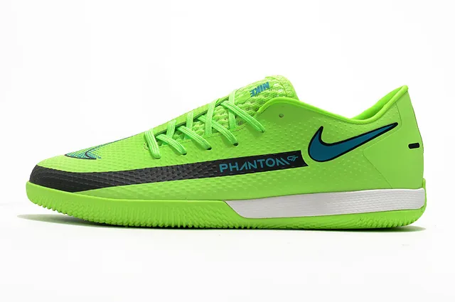 Nike Green Blue Low-Top Synthetic Mesh Upper Indoor Soccer Shoes 22