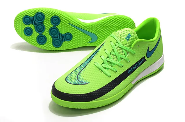 Nike Green Blue Low-Top Synthetic Mesh Upper Indoor Soccer Shoes 23