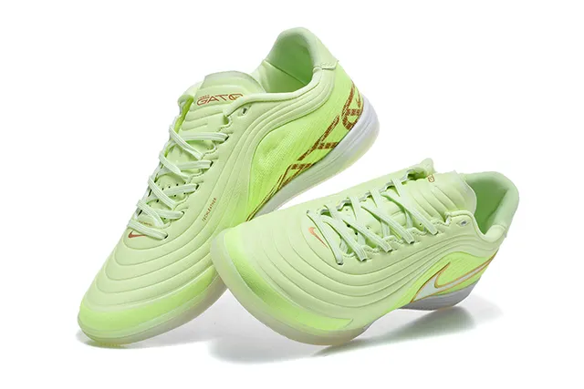 耐克 verde e dourado low top couro sintético sapatos de futebol indoor 2