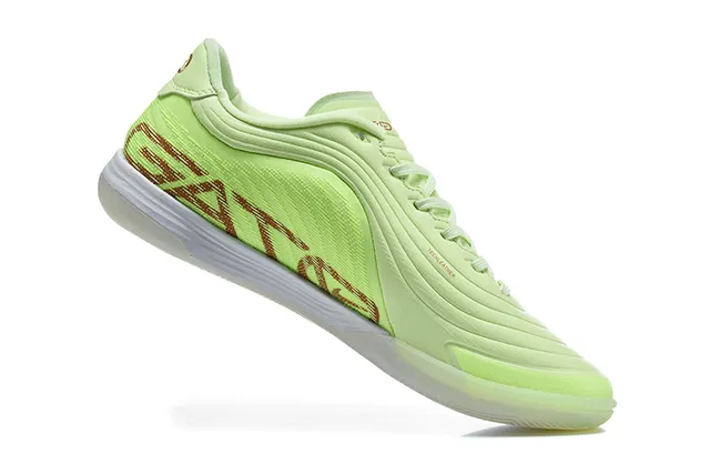 耐克 verde e dourado low top couro sintético sapatos de futebol indoor 3
