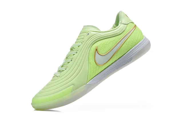 耐克 verde e dourado low top couro sintético sapatos de futebol indoor 4