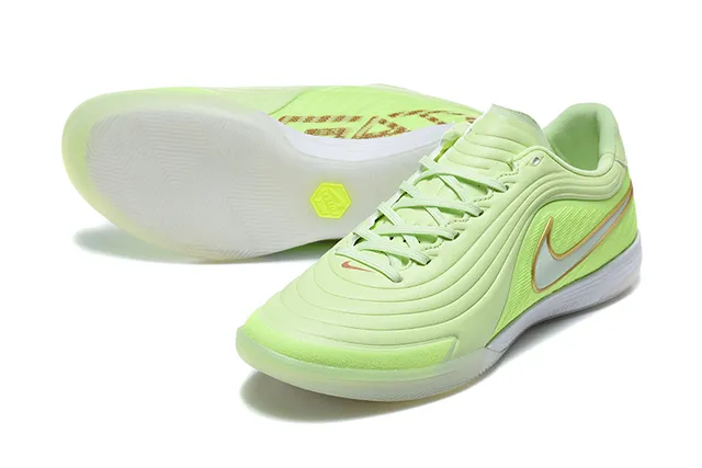 耐克 verde e dourado low top couro sintético sapatos de futebol indoor 6