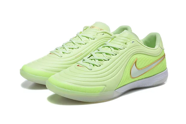 耐克 verde e dourado low top couro sintético sapatos de futebol indoor 8