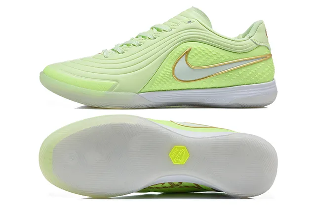 耐克 verde e dourado low top couro sintético sapatos de futebol indoor 9