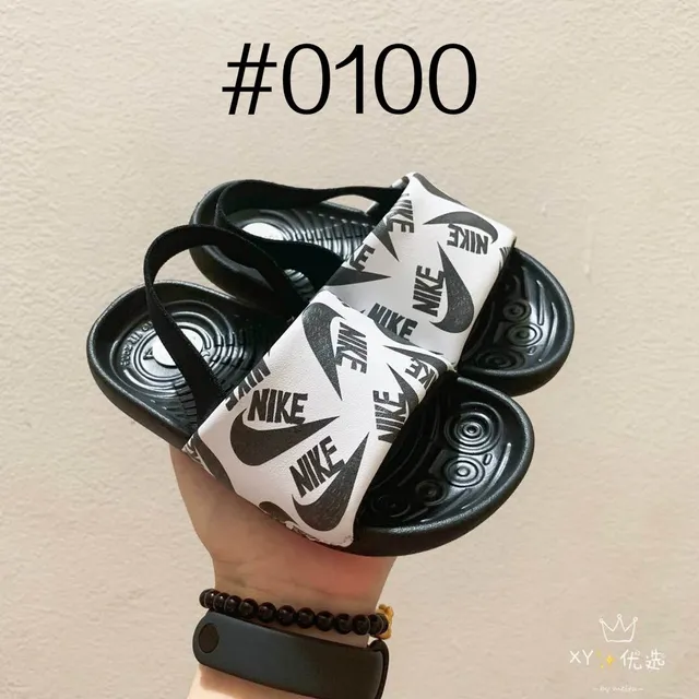 Nike Kawa Slide White and Black Kids Slippers 5