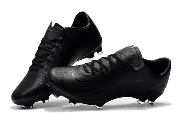 Nike Mercurial Negro Plata Upper Sintético Sistema de Cordones Asimétrico Césped Firme Zapatos de Fútbol 3