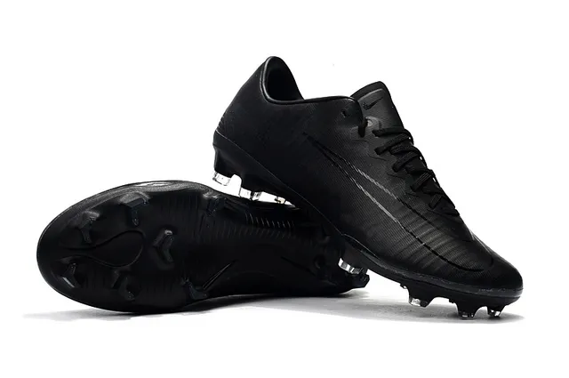Nike Mercurial Negro Plata Upper Sintético Sistema de Cordones Asimétrico Césped Firme Zapatos de Fútbol 6