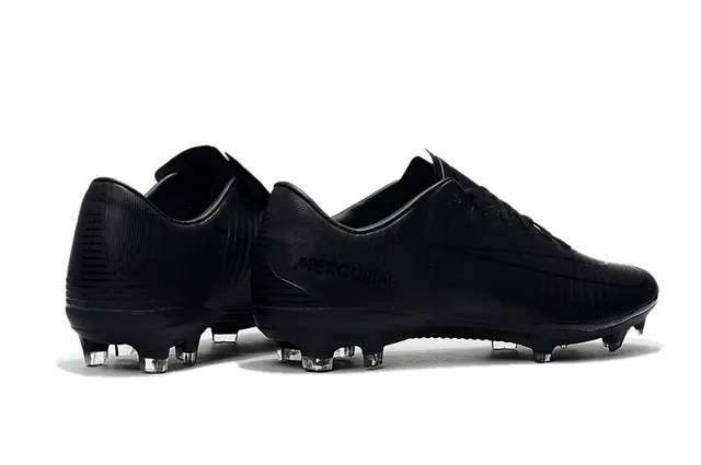 Nike Mercurial Negro Plata Upper Sintético Sistema de Cordones Asimétrico Césped Firme Zapatos de Fútbol 8