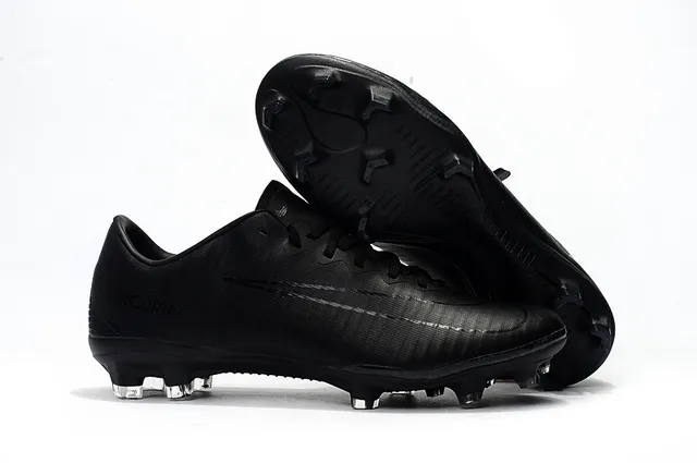 Nike Mercurial Negro Plata Upper Sintético Sistema de Cordones Asimétrico Césped Firme Zapatos de Fútbol 10