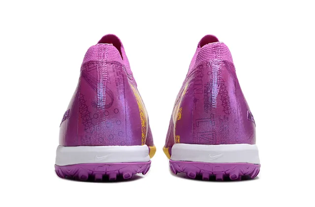 Nike Mercurial Purple Yellow Iridescent Knit Upper Accent Contrast Turf Soccer Shoes 4