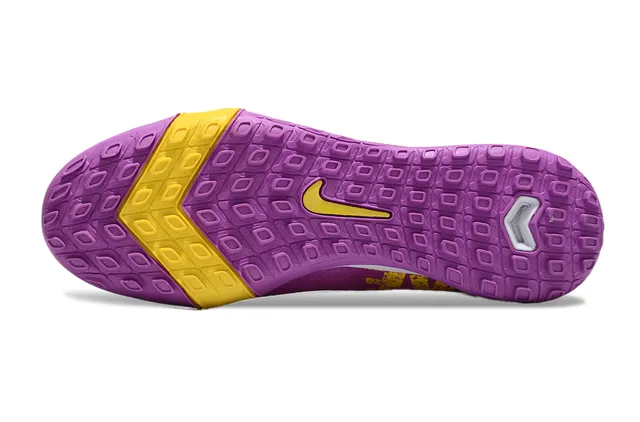 Nike Mercurial Purple Yellow Iridescent Knit Upper Accent Contrast Turf Soccer Shoes 6