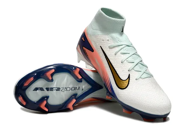 Nike Mercurial Superfly Air Zoom White Coral Navy Gold Firm-Ground أحذية كرة القدم 4