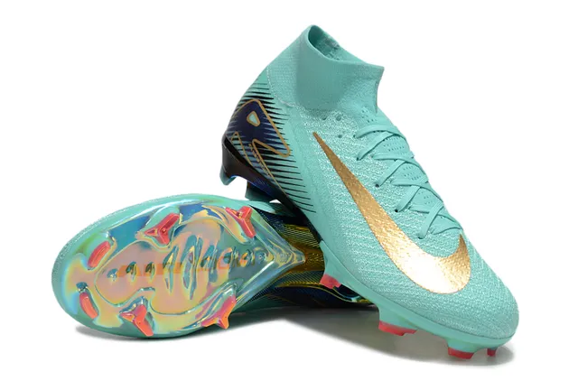 Nike Mercurial Superfly Blue Gold High-Cut Sock-Fit Upper Firm-Ground Soccer Shoes 3