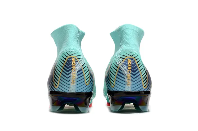 Nike Mercurial Superfly Blue Gold High-Cut Sock-Fit Upper Firm-Ground Soccer Shoes 4