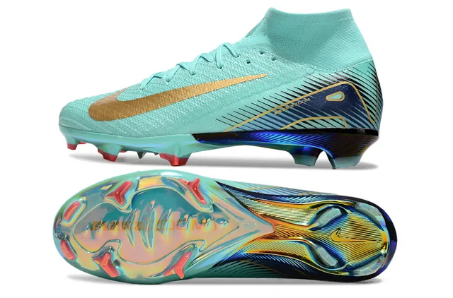 Nike Mercurial Superfly Blue Gold High-Cut Sock-Fit Upper Firm-Ground Soccer Shoes 5