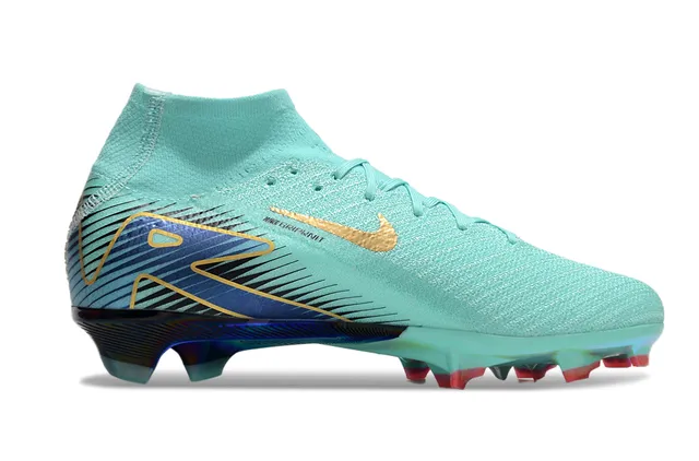 Nike Mercurial Superfly Blue Gold High-Cut Sock-Fit Upper Firm-Ground Soccer Shoes 7
