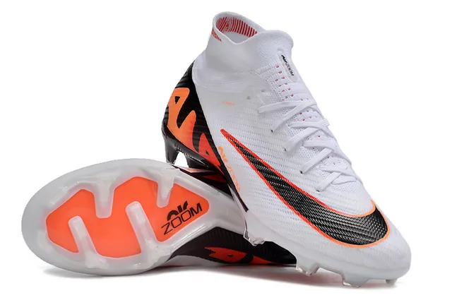 Nike Mercurial Superfly White Black Orange Firm-Ground फुटबॉल जूते 3