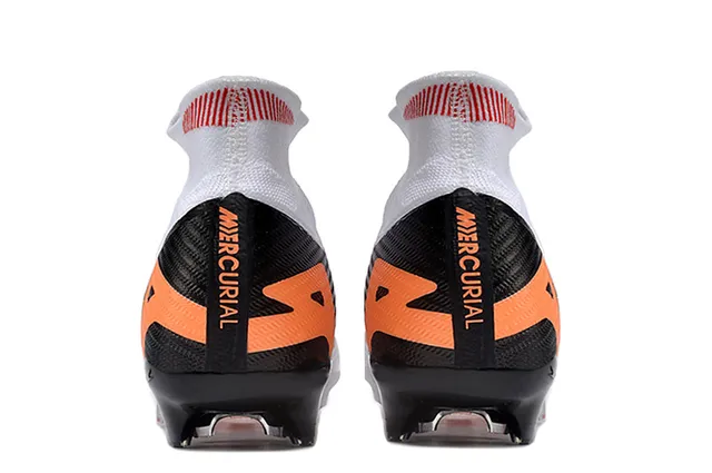 Nike Mercurial Superfly White Black Orange Firm-Ground फुटबॉल जूते 4