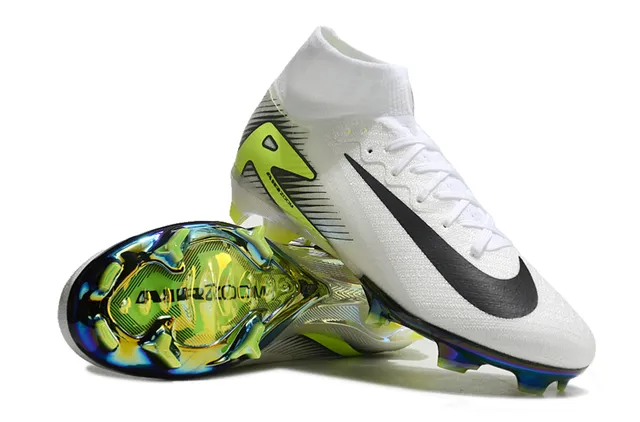 Nike Mercurial Superfly Blanc Néon Lime Iridescent pour terrain ferme Chaussures de football 3