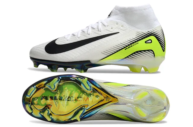 Nike Mercurial Superfly Blanc Néon Lime Iridescent pour terrain ferme Chaussures de football 5