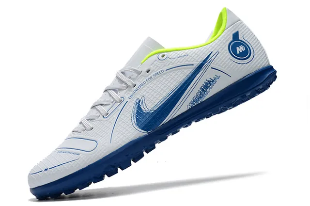 Nike Mercurial Turf blanco azul verde neón Turf zapatos de fútbol 3